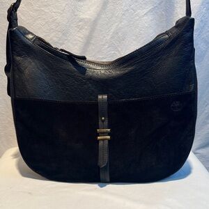 Timberland Black Leather and Suede Hobo Bag